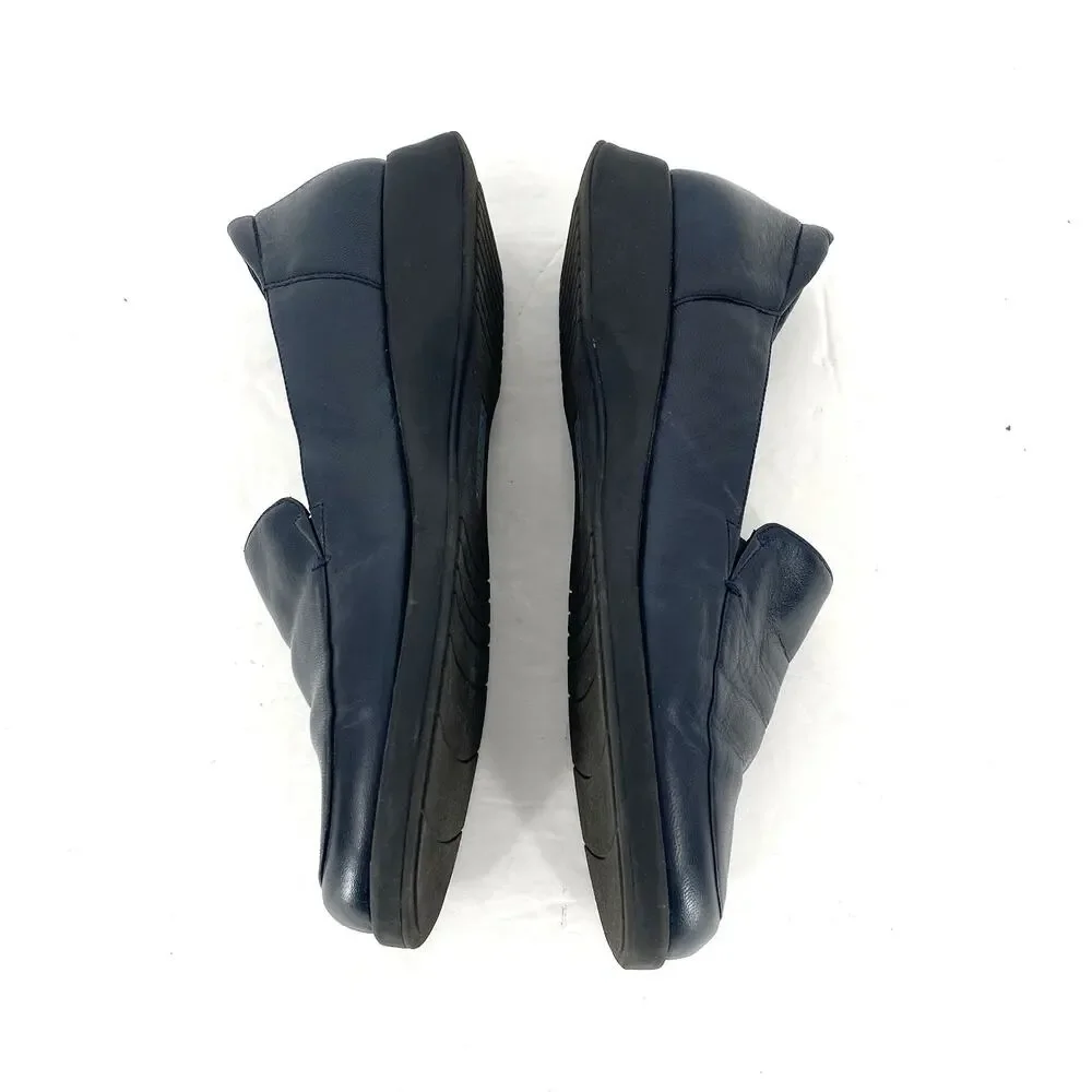 Cobbie Cuddlers Navy Leather Loafers Womens 8.5W Comfort Slip On Shoes